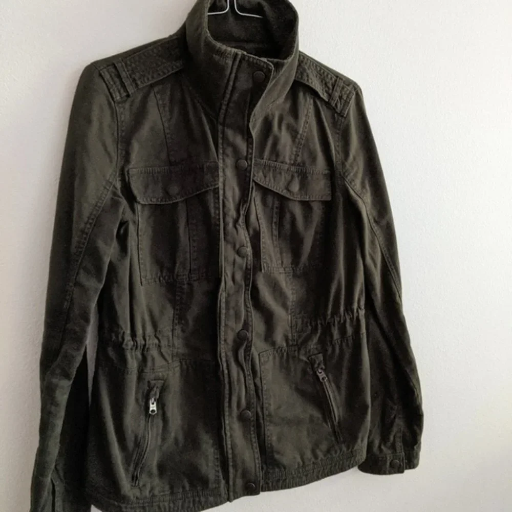 Abercrombie Military Utility Cargo Olive Green Women's Jacket Size Small - Picture 2 of 5